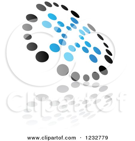 Clipart of a Blue and Black Windmill Logo and Reflection 14 - Royalty Free Vector Illustration by Vector Tradition SM