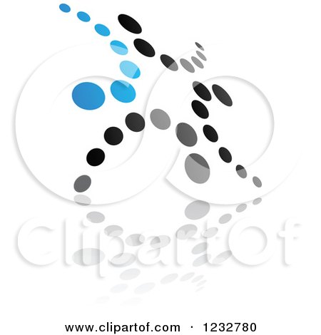 Clipart of a Blue and Black Windmill Logo and Reflection 11 - Royalty Free Vector Illustration by Vector Tradition SM