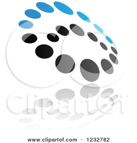 Clipart of a Blue and Black Windmill Logo and Reflection 13 - Royalty Free Vector Illustration by Vector Tradition SM