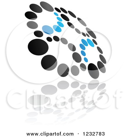 Clipart of a Blue and Black Windmill Logo and Reflection 18 - Royalty Free Vector Illustration by Vector Tradition SM