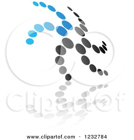 Clipart of a Blue and Black Windmill Logo and Reflection 15 - Royalty Free Vector Illustration by Vector Tradition SM