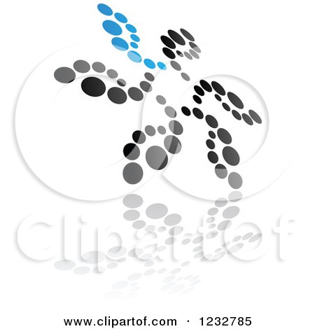 Clipart of a Blue and Black Windmill Logo and Reflection 16 - Royalty Free Vector Illustration by Vector Tradition SM