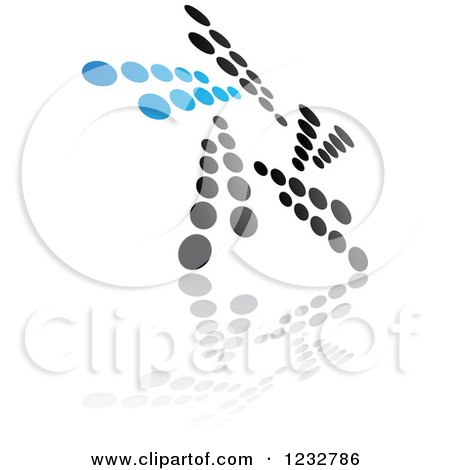 Clipart of a Blue and Black Windmill Logo and Reflection 17 - Royalty Free Vector Illustration by Vector Tradition SM