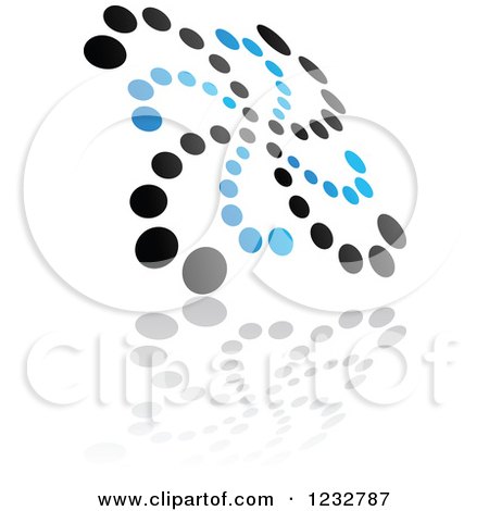 Clipart of a Blue and Black Windmill Logo and Reflection 10 - Royalty Free Vector Illustration by Vector Tradition SM