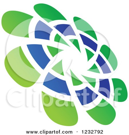 Clipart of a Green and Blue Windmill Logo 4 - Royalty Free Vector Illustration by Vector Tradition SM