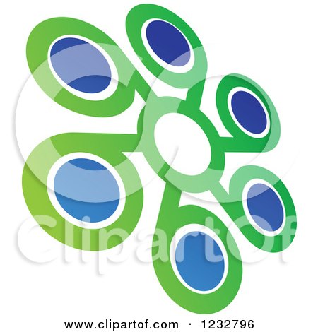 Clipart of a Green and Blue Windmill Logo 5 - Royalty Free Vector Illustration by Vector Tradition SM