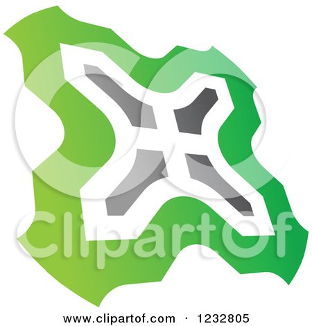 Clipart of a Green and Gray Windmill Logo 4 - Royalty Free Vector Illustration by Vector Tradition SM