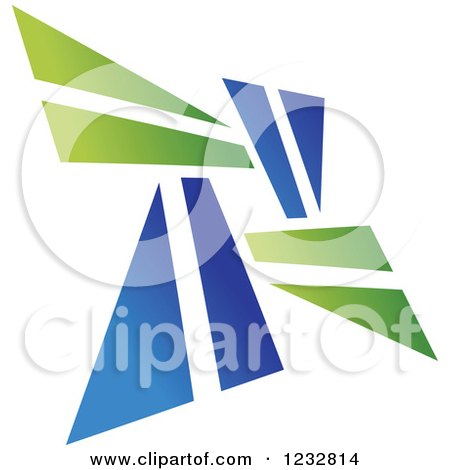 Clipart of a Green and Blue Windmill Logo 2 - Royalty Free Vector Illustration by Vector Tradition SM