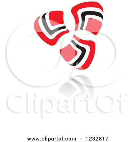 Clipart of a Red and Black Windmill Logo and Reflection 2 - Royalty Free Vector Illustration by Vector Tradition SM