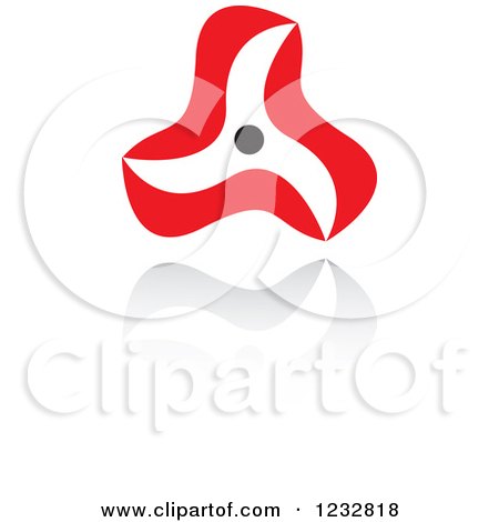 Clipart of a Red and Black Windmill Logo and Reflection - Royalty Free Vector Illustration by Vector Tradition SM