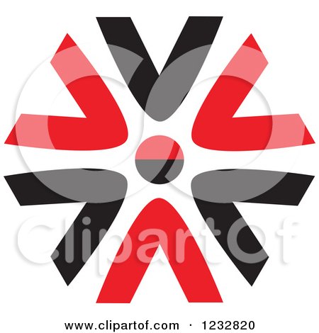 Clipart of a Red and Black Abstract Flower Logo 2 - Royalty Free Vector Illustration by Vector Tradition SM