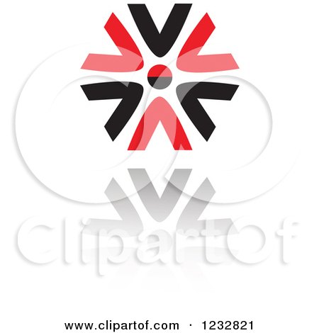 Clipart of a Red and Black Abstract Flower Logo and Reflection 2 - Royalty Free Vector Illustration by Vector Tradition SM