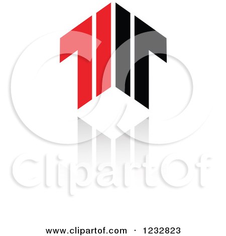 Clipart of a Red and Black Arrow Logo and Reflection - Royalty Free Vector Illustration by Vector Tradition SM