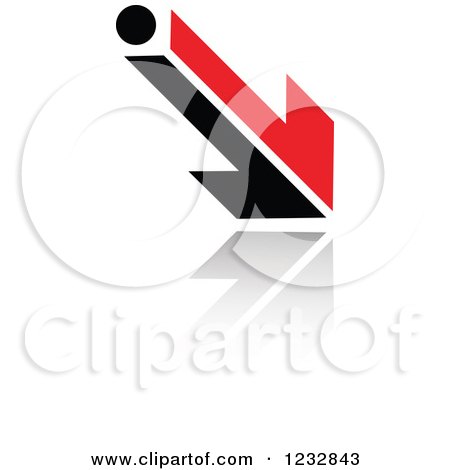 Clipart of a Red and Black Arrow Logo and Reflection 2 - Royalty Free Vector Illustration by Vector Tradition SM
