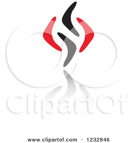 Clipart of a Red and Black Fish Logo and Reflection 3 - Royalty Free Vector Illustration by Vector Tradition SM