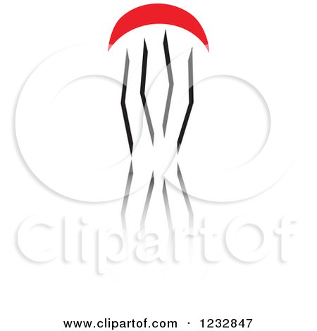 Clipart of a Red and Black Jellyfish Logo and Reflection - Royalty Free Vector Illustration by Vector Tradition SM