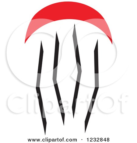 Clipart of a Red and Black Jellyfish Logo - Royalty Free Vector Illustration by Vector Tradition SM