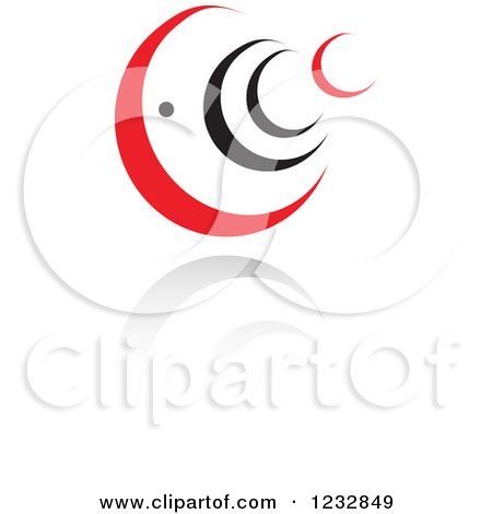 Clipart of a Red and Black Fish Logo and Reflection 2 - Royalty Free Vector Illustration by Vector Tradition SM