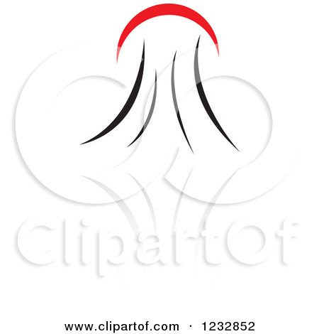 Clipart of a Red and Black Jellyfish Logo and Reflection 2 - Royalty Free Vector Illustration by Vector Tradition SM