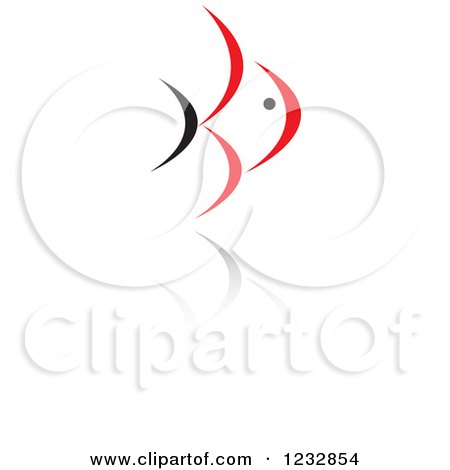 Clipart of a Red and Black Fish Logo and Reflection 9 - Royalty Free Vector Illustration by Vector Tradition SM