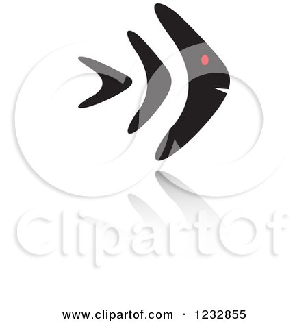 Clipart of a Red and Black Fish Logo and Reflection 5 - Royalty Free Vector Illustration by Vector Tradition SM