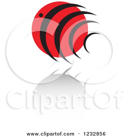 Clipart of a Red and Black Fish Logo and Reflection - Royalty Free Vector Illustration by Vector Tradition SM