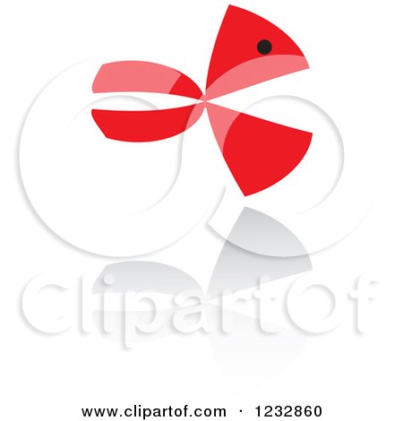 Clipart of a Red and Black Fish Logo and Reflection 7 - Royalty Free Vector Illustration by Vector Tradition SM