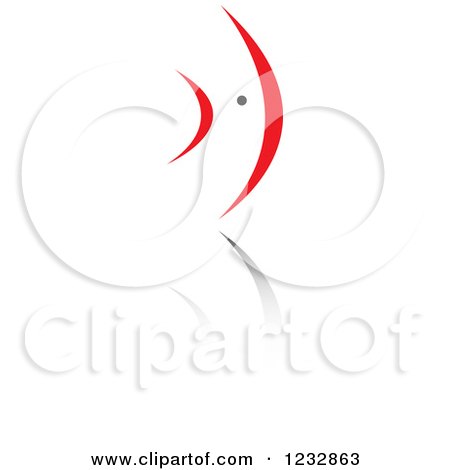 Clipart of a Red and Black Fish Logo and Reflection 8 - Royalty Free Vector Illustration by Vector Tradition SM