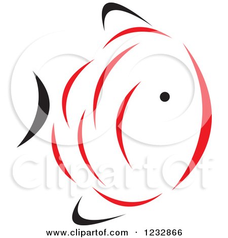 Clipart of a Red and Black Fish Logo 12 - Royalty Free Vector Illustration by Vector Tradition SM