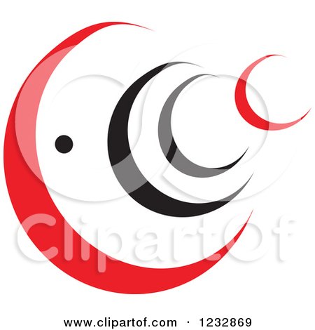 Clipart of a Red and Black Fish Logo 2 - Royalty Free Vector Illustration by Vector Tradition SM