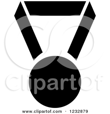 Clipart of a Black and White Sports Medal Icon - Royalty Free Vector Illustration by Vector Tradition SM