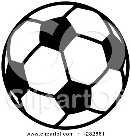 Clipart of a Black and White Soccer Ball Sports Icon - Royalty Free Vector Illustration by Vector Tradition SM