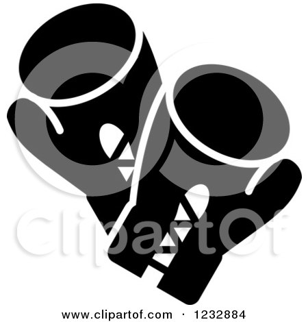 Clipart of a Black and White Boxing Gloves Sports Icon - Royalty Free Vector Illustration by Vector Tradition SM