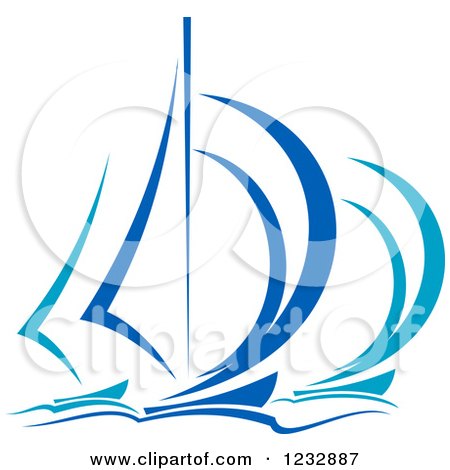 Clipart of Blue Regatta Yachts or Sailboats - Royalty Free Vector Illustration by Vector Tradition SM