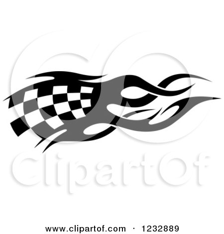Clipart of a Black and White Flaming Checkered Racing Flag 2 - Royalty Free Vector Illustration by Vector Tradition SM