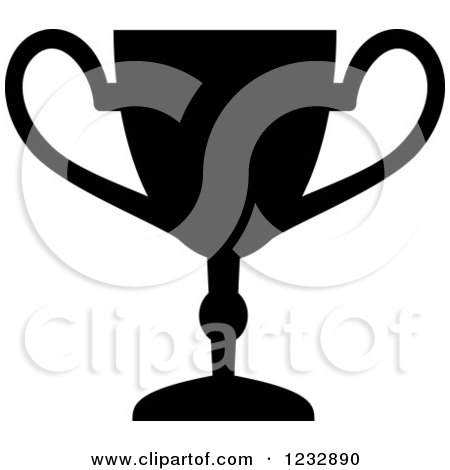 Clipart of a Black and White Sports Trophy Cup Icon - Royalty Free Vector Illustration by Vector Tradition SM