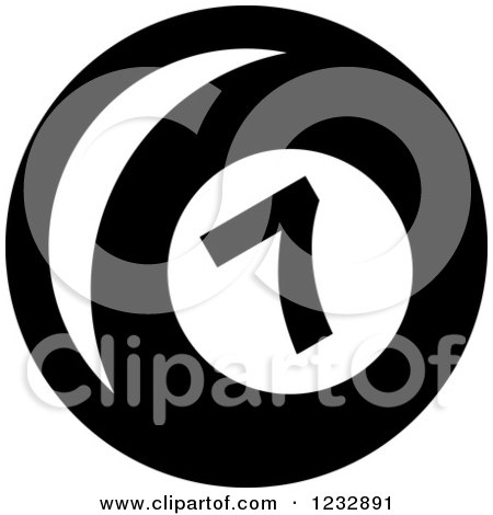 Clipart of a Black and White 7 Ball Sports Icon - Royalty Free Vector Illustration by Vector Tradition SM