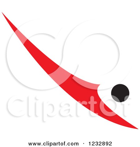 Clipart of a Red and Black Abstract Person Diving Logo - Royalty Free Vector Illustration by Vector Tradition SM