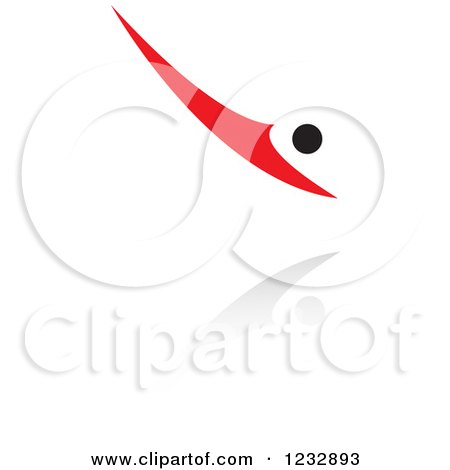 Clipart of a Red and Black Abstract Person Diving Logo and Reflection - Royalty Free Vector Illustration by Vector Tradition SM