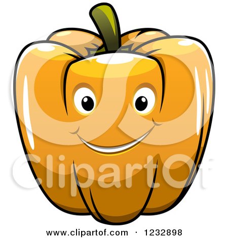 Clipart of a Happy Orange Bell Pepper Smiling - Royalty Free Vector Illustration by Vector Tradition SM