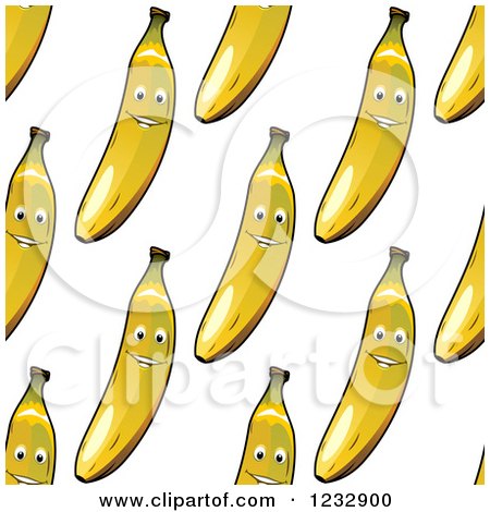 Clipart of a Seamless Background of Happy Bananas - Royalty Free Vector Illustration by Vector Tradition SM