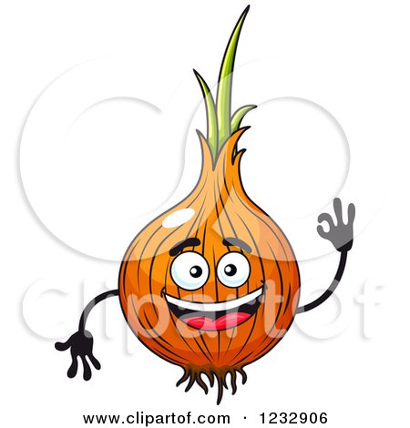 Clipart of a Happy Yellow Onion Gesturing Ok - Royalty Free Vector Illustration by Vector Tradition SM