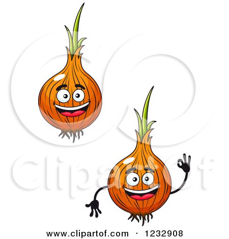 Clipart of Happy Yellow Onions - Royalty Free Vector Illustration by Vector Tradition SM