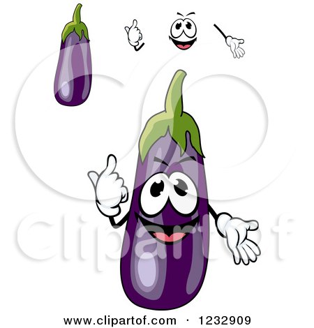 Clipart of a Happy Eggplant Smiling - Royalty Free Vector Illustration by Vector Tradition SM