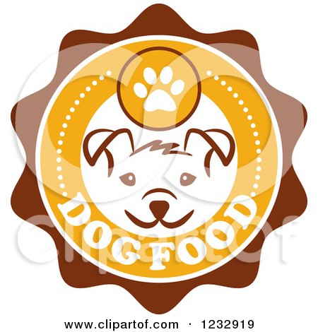 Clipart of a Puppy Face on a Dog Food Label - Royalty Free Vector Illustration by Vector Tradition SM