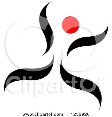 Clipart of a Red and Black Abstract Joyous Person Logo - Royalty Free Vector Illustration by Vector Tradition SM