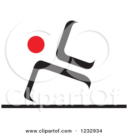 Clipart of a Red and Black Abstract Gymnast Person Logo - Royalty Free Vector Illustration by Vector Tradition SM