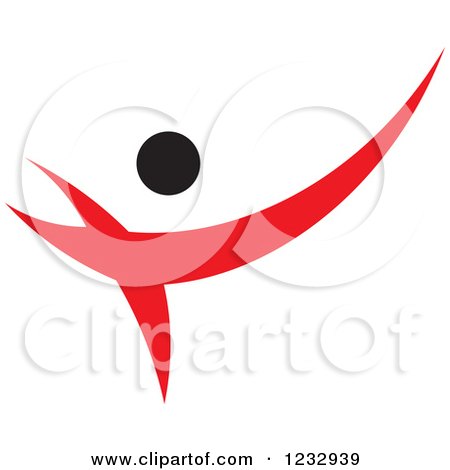 Clipart of a Red and Black Abstract Person Dancing Logo - Royalty Free Vector Illustration by Vector Tradition SM