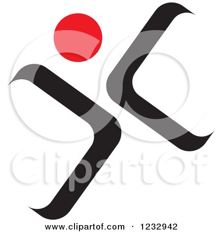 Clipart of a Red and Black Abstract Happy Person Logo 3 - Royalty Free Vector Illustration by Vector Tradition SM