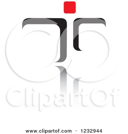 Clipart of a Red and Black Abstract Person Logo and Reflection 5 - Royalty Free Vector Illustration by Vector Tradition SM